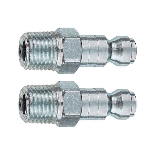 Plews-Edelmann Tru-Flate Steel 1/4 in. T-Style Plug 1/4 in. Male 2 pc 12-125-2 - main